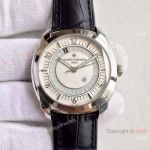 Replica Swiss Vacheron Constantin Geneve Watch SS Black Leather Strap 40mm